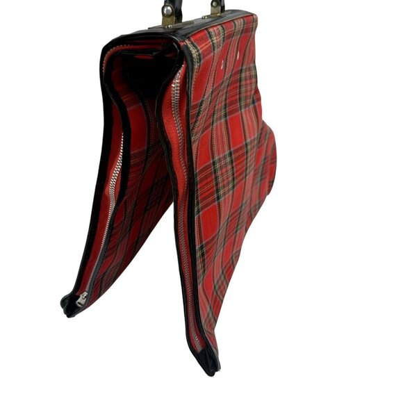 Vintage Ice Skates Bag with Handle Red Plaid Retro Holiday MCM Christmas Decor - Picture 6 of 13